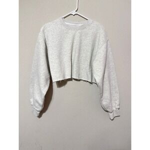 AS Revival Gray Cropped Crewneck Sweatshirt Women's Medium Cut Off Oversized